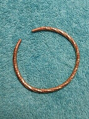 Copper Textured Open Bangle Bracelet